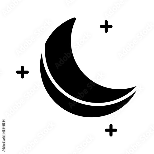 Moon icon. Crescent Moon and Stars at Night photo