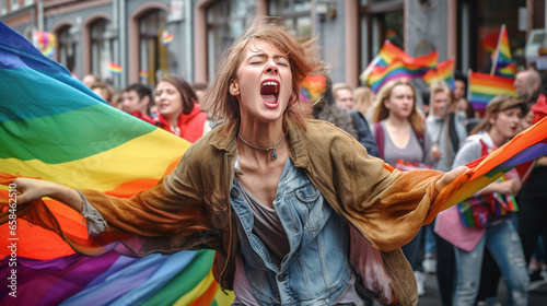 Heated street protests for LGBT rights, press photo