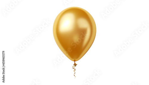 golden balloon isolated on transparent background cutout