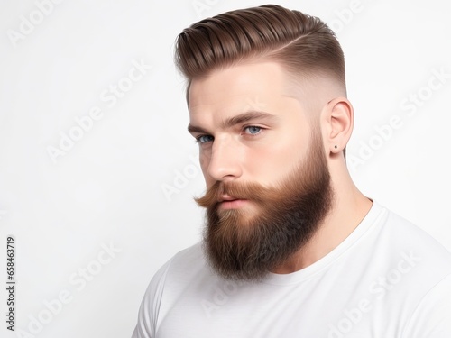 Man model with Fresh Stylish Hair and Beard 