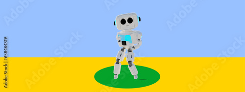 robot dancing background on background  for packaging Used to advertise products 3d vector new collection 2024	