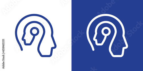 logo design of two human heads combined with one minimalist line.
