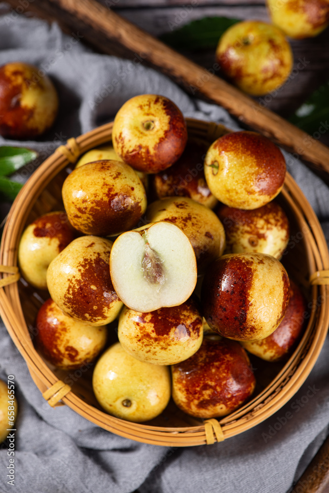 Fresh ripe Jujube Fruits with clipping path on table. Fresh ripe Jujube Fruits with clipping path on table.