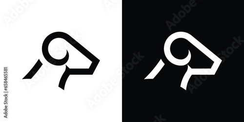 goat head logo design made in a simple and abstract style.
