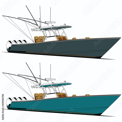 Side view fishing boat vector