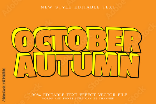 october autumn editable text effect emboss cartoon style