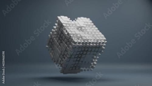  Dive into the world of 3D dynamic cubes Background. Witness a systematic, synchronized dance that creates a captivating background experience. White CGI 3D Cube Background photo