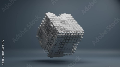  Dive into the world of 3D dynamic cubes Background. Witness a systematic, synchronized dance that creates a captivating background experience. White CGI 3D Cube Background