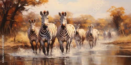 zebra's expression and pose, the painting can convey various emotions or narratives, generative AI