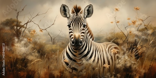 zebra s expression and pose  the painting can convey various emotions or narratives  generative AI