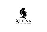 Logo of goddess Athena or Beauty of Greek Roman Goddess in flat design style