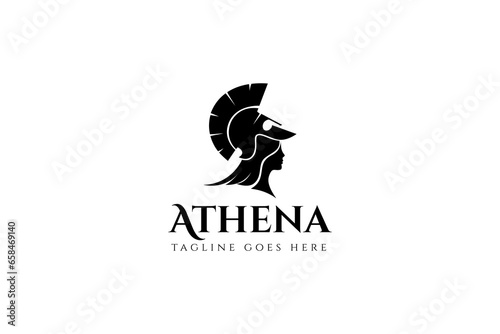 Logo of goddess Athena or Beauty of Greek Roman Goddess in flat design style