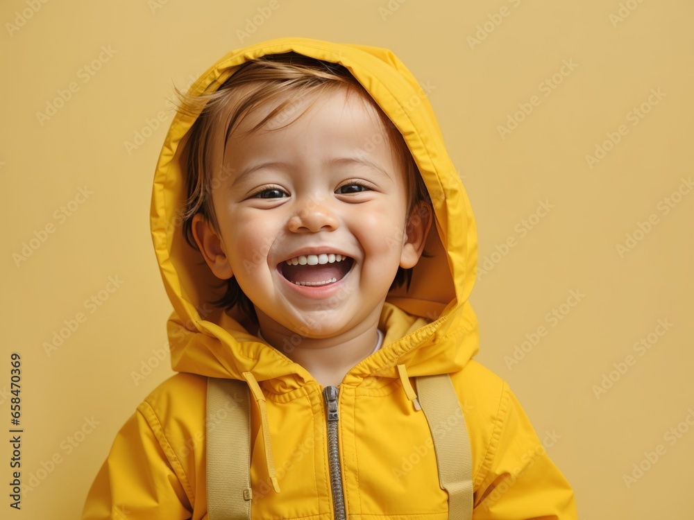 Joyful Smiling Baby Adorned in a Sunny Yellow Background - Pure Happiness Captured Joyful Smiling Baby Adorned in a Sunny Yellow Background - Pure Happiness Captured