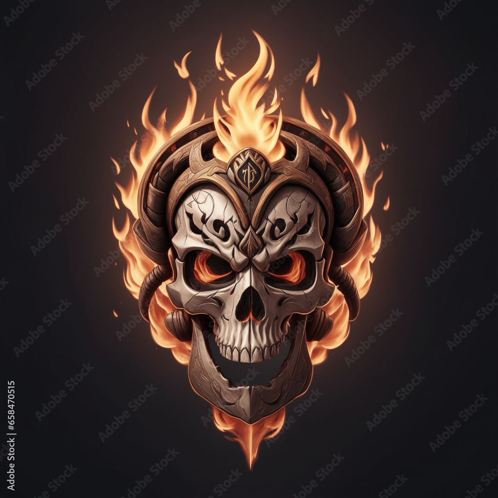 head skull fire mascot and esport gaming logo, AI generated