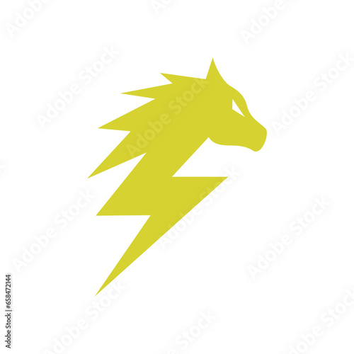 This is a horse head logo with electricity combined. This logo is suitable for businesses or companies in the electricity or energy sector