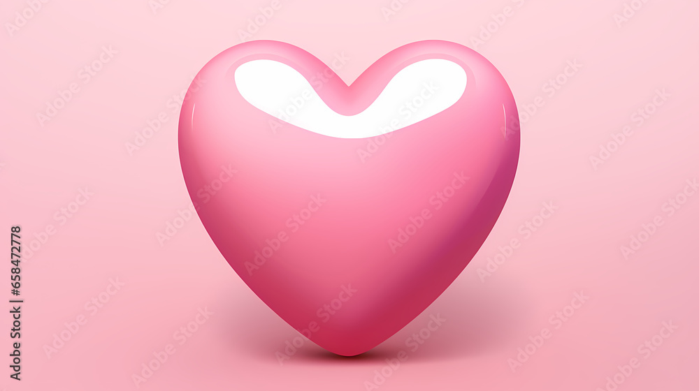 The Essence of Affection: A Radiant Pink Heart, Molded by Generative AI, Revels in Its Glossy Splendor Amidst a Rosy Realm

