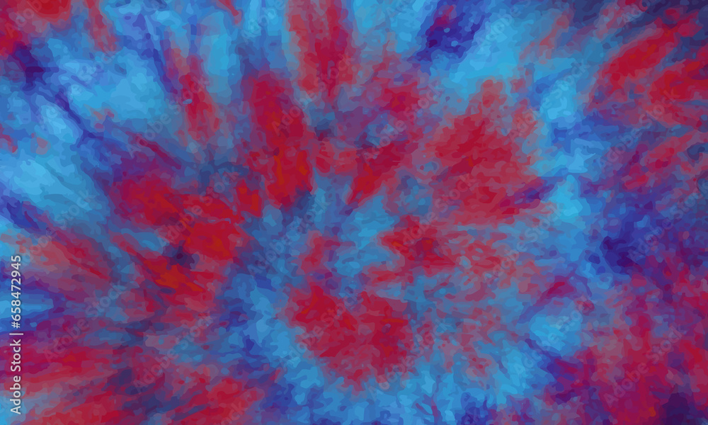 Blue red abstract tie dye decoration background.