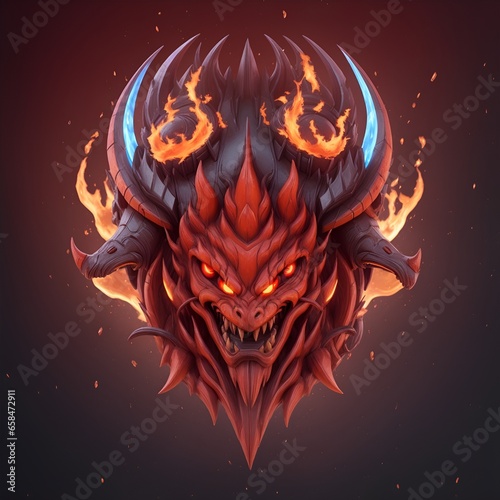 fire devil head mascot, for t-shirts, banners and esports game logos, AI generated photo