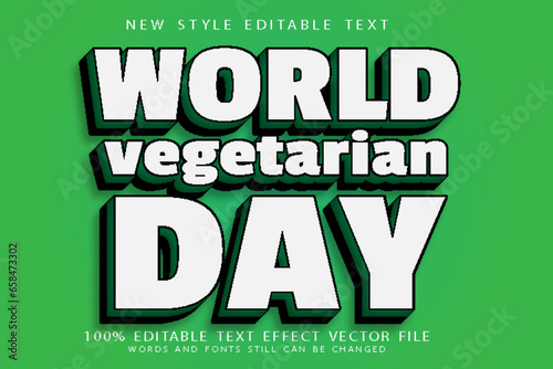 world vegetarian day editable text effect emboss modern style