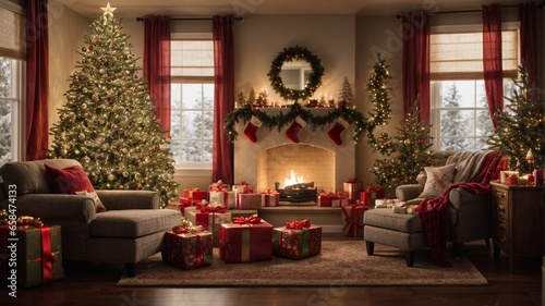 Magical Christmas Morning in a Cozy Living Room