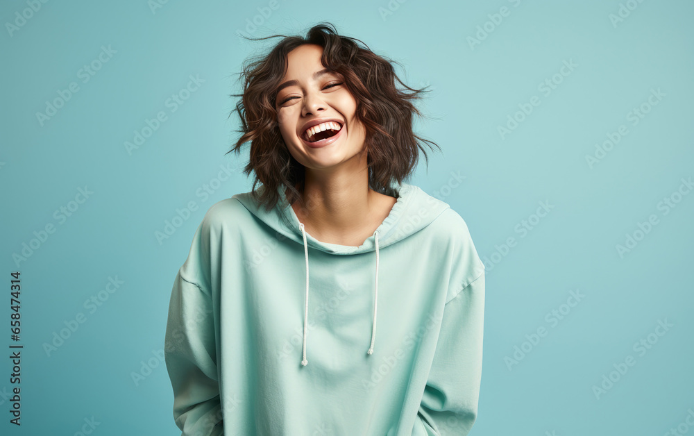 happy fashion smiling girl with bright clothing in solid light background happy fashion smiling girl with bright clothing in solid light background