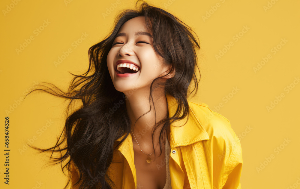 happy fashion smiling girl with bright clothing in solid light background happy fashion smiling girl with bright clothing in solid light background