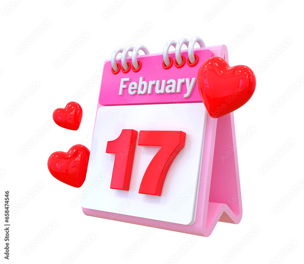 17th February Calendar Lover 3d icon