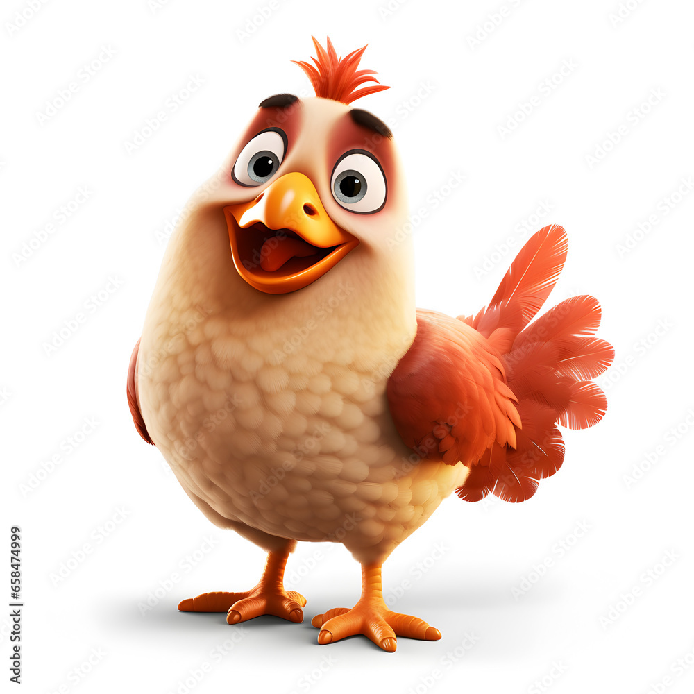Cartoon 3d of chicken isolated on white Cartoon 3d of chicken isolated on white