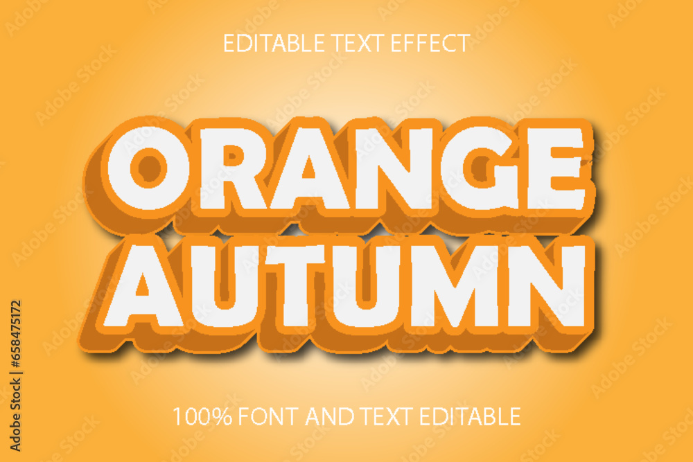 orange autumn editable text effect emboss modern style