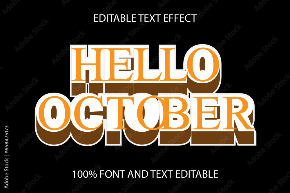 hello october editable text effect emboss modern style