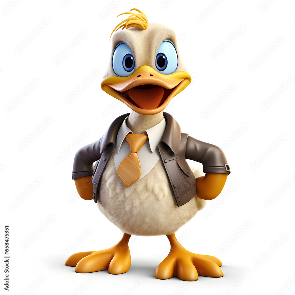 Cartoon 3d of duck isolated on white