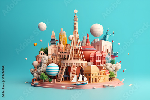 World Tourism Day generates travel 3D illustrations