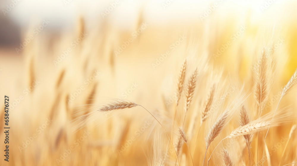 A dry grass and summer season, soft golden bokeh background