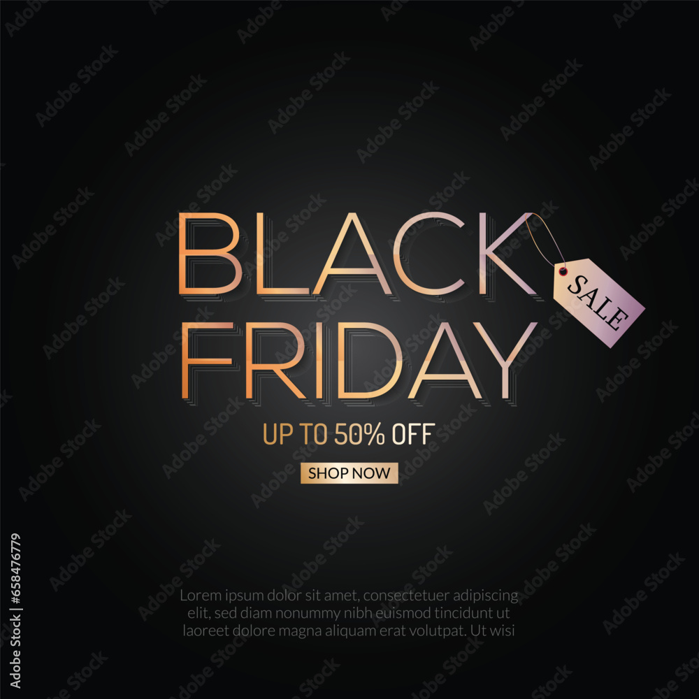 black friday sale golden text effect vector design with black bg.