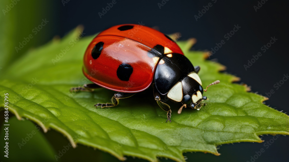 A ladybug on a green leaf A ladybug on a green leaf