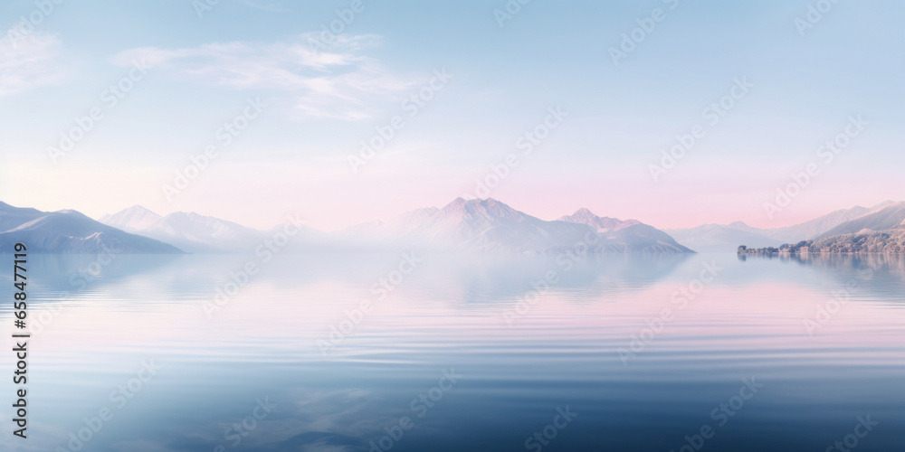 Ripples of tranquil lake with minimalistic ripples spreading across the surface. Soft, pastel colors.