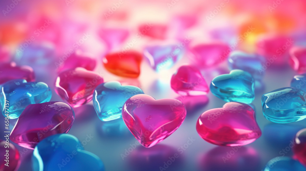 Colorful glass hearts, the symbol of St. Valentine's Day. Colorful glass hearts, the symbol of St. Valentine's Day.