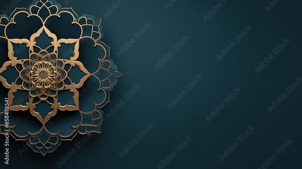 Islamic Arabic Arabesque Ornament Border Abstract Background with Copy Space for Text. - obrazy, fototapety, plakaty 