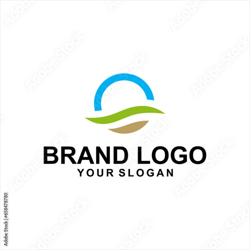circle lanscape view logo vector