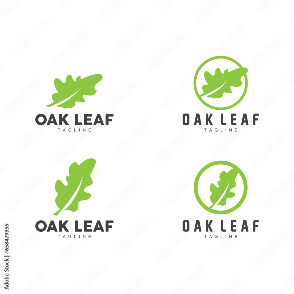 Fototapeta premium Oak Leaf Logo Design, Simple Green Plant Vector, Template Illustration