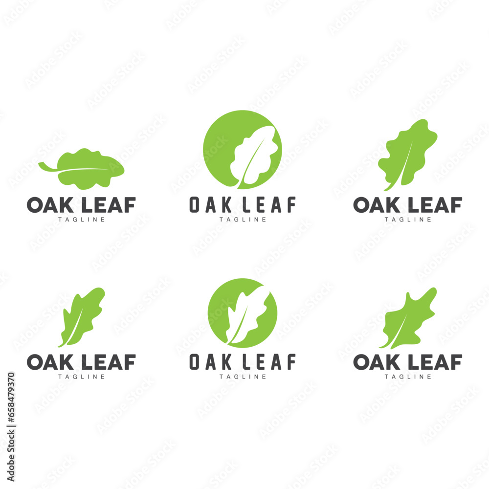 Oak Leaf Logo Design, Simple Green Plant Vector, Template Illustration Oak Leaf Logo Design, Simple Green Plant Vector, Template Illustration