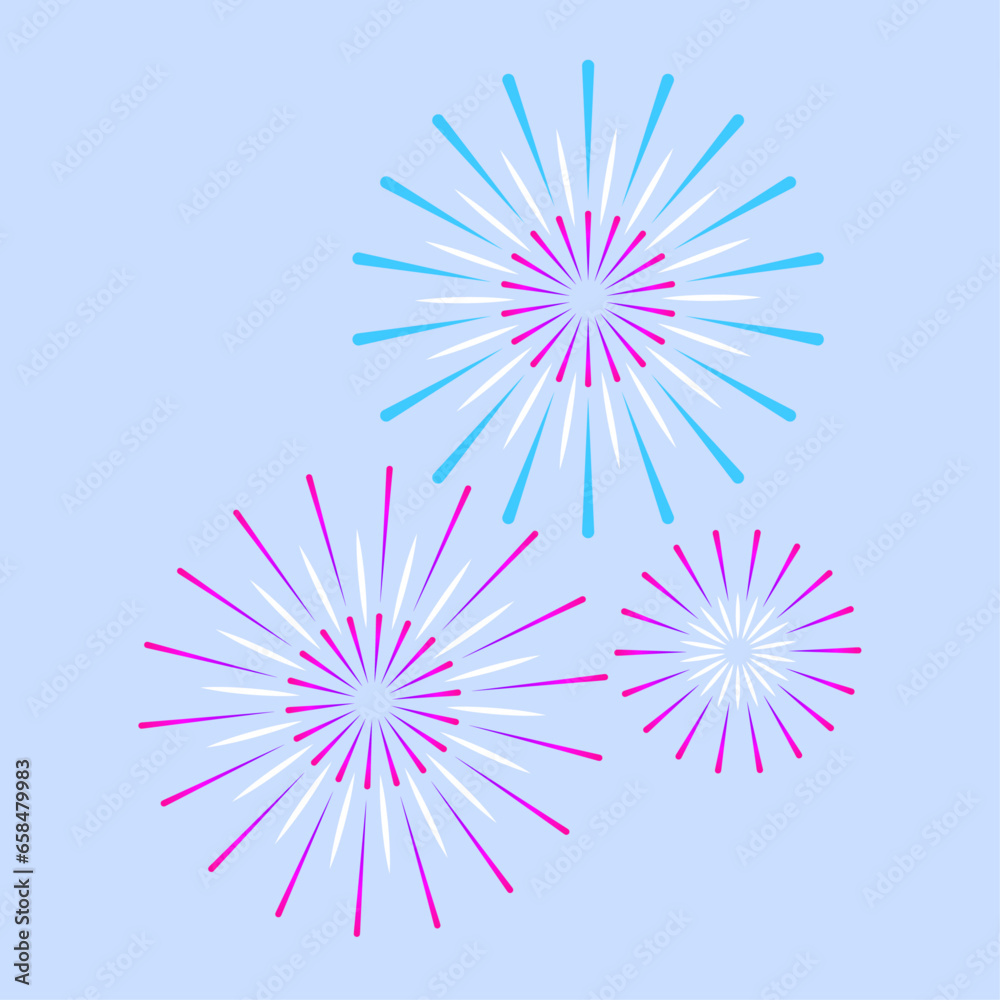 Vector set fireworks to happy celebration event