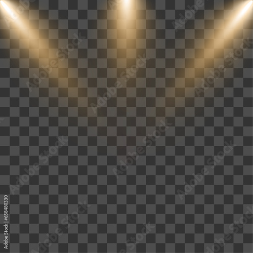 Vector golden focus lights with sparkle dust background