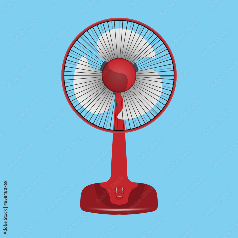 Red fan , Home appliances on blue background. Red fan , Home appliances on blue background.