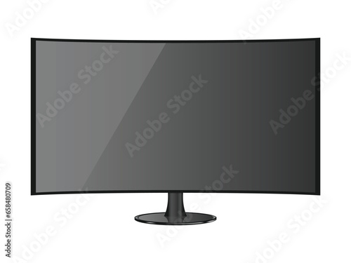 LCD TV monitor with blank screen isolated on white background