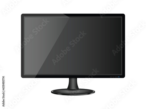 Isolated flat LCD television monitor, a technology display with a blank black screen