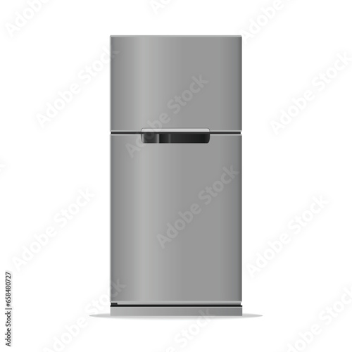 Modern gray refrigerator. Home appliances.