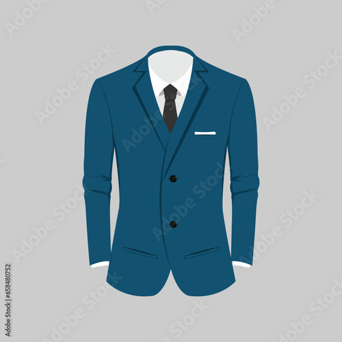 vector illustration of business blue suit isolated on gray background