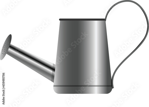 Stainless Steel Metal Watering Can for Gardening on White Background