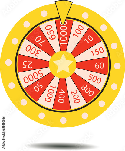 Wheel of fortune lottery luck illustration Casino gambling. Win the roulette of luck. Leisure gambling.